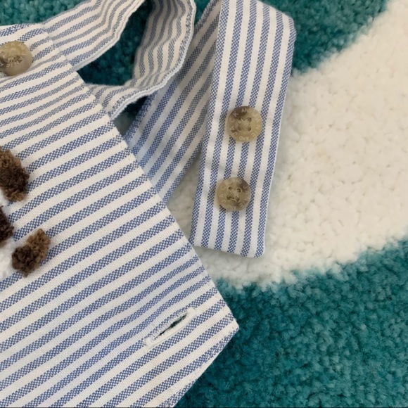 Janie and Jack Railroad Stripe Baby Overalls with Matching Hat, Size 3-6mo - Picture 5 of 12